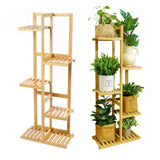 1 x RAW Customer Returns Flower stand, bamboo plant stand, plant shelf, bookcase, 6-tier multifunctional flower shelf, sturdy frame, easy assembly for indoor and outdoor use - RRP €39.99