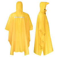 1 x RAW Customer Returns AWHA rain poncho for men and women, waterproof and extra long for hiking, riding, cycling - outdoor rain protection, reusable with bag, yellow, S M - RRP €30.24