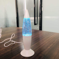 1 x RAW Customer Returns Riaxuebiy Glitter Lava Lamp LED Vintage Mini 7.28 Inch Night Light Lamp with USB Multi Color Changing Rocket Light for Children Boys Girls Bedroom Gift White, USB  - RRP €18.14