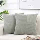 1 x RAW Customer Returns FDTERN Set of 2 Light Grey Corduroy Cushion Covers 45 x 45CM Soft Modern Decorative Pillowcases Cushion Cover Throw Pillow Cover Sofa Cushion Decorative Pillow Boho Decoration for Sofa Bedroom Living Room Balcony - RRP €21.41