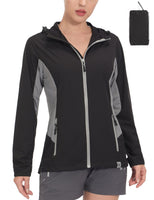 1 x Brand New Mapamyumco Women s UPF 50 Stretch Breathable Quick Dry Packable Hooded Jacket - Black - X-Large - RRP €39.99