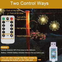 1 x RAW Customer Returns yowin fairy lights fireworks 4x120 LED light ball Christmas USB-operated, 8 modes waterproof light star with remote control for indoor outdoor garden Christmas New Year s Eve window decoration warm white  - RRP €20.16