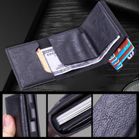 1 x RAW Customer Returns Bovem hiziel Men s Wallet Automatic Pop Up Card Holder Credit Card Wallet RFID Protection Ultra Thin Single Color 10 7 2.5cm Black - RRP €36.0