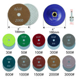 1 x RAW Customer Returns 12 pieces diamond polishing discs set with M14 rubber support plate, 100 mm polishing pad, polishing diamond sanding pad for granite, marble, concrete, floor, stone, 2000 grit sanding disc for angle grinders, drills - RRP €24.19