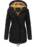 1 x RAW Customer Returns Vancavoo Women s Coat Parka Winter Hooded Coats Thermal Arctic Velvet Long Jacket Hood Zipper Windproof Sweatshirt Jacket with Pocket Black,XL  - RRP €68.99