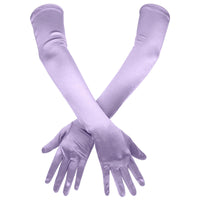 1 x Brand New 2pcs Long Elbow Satin Gloves, 53cm Stretchy Long Gloves Opera Gloves Dance Party Glove for Women Purple  - RRP €22.8