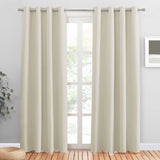 1 x RAW Customer Returns PONY DANCE blackout curtains, beige thermal curtain with eyelets, set of 2, H 220 x W 140 cm, curtains, living room curtain, opaque, light beige - RRP €40.67