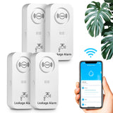 1 x RAW Customer Returns WiFi water detector water alarm 2.4 G WiFi , 90 dB water sensor alarm and app alarm, water detector WLAN for pipes, bedroom, kitchen, bathroom, basement 4-pack  - RRP €48.82