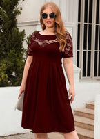 3 x Brand New Women s Plus Size Dress Casual Dress A Line Swing Mini Dress Elegant Skater Dress Party Dress Lace Dress Winred 3XL - RRP €75.6