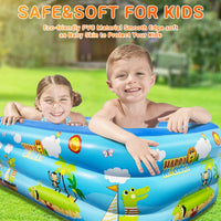 1 x RAW Customer Returns Jiosdo paddling pool - 150cm large inflatable children s pool, family pool, baby pool, children s paddling pool, rectangle family swimming pool with inflatable soft floor for summer, water fun blue  - RRP €24.99