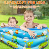 1 x RAW Customer Returns Jiosdo paddling pool - 150cm large inflatable children s pool, family pool, baby pool, children s paddling pool, rectangle family swimming pool with inflatable soft floor for summer, water fun blue  - RRP €24.99