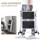 1 x RAW Customer Returns KINGRACK Folding Step, 2 Step Step Ladder, Folding Ladder with Non-Slip Rubber Mat, Step Stool with Release Button, Lightweight Steel, Holds up to 150kg, White - RRP €33.26