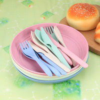 1 x RAW Customer Returns Ewwtrey 4 Packs Tableware Plate Set, Unbreakable Plates, Breakfast Plate Set with Fork, Knife, Spoon for Toddlers, Adults, BPA Free, Eco-Friendly, Dishwasher - RRP €11.99