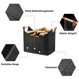 2 x RAW Customer Returns Wood basket for firewood - XXL firewood basket with carrying handles, large firewood basket as extra thick felt, firewood basket, fire, fireplace, firewood 55 x 32 x 40 cm, dark grey  - RRP €32.26