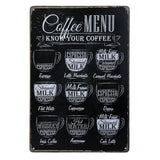 1 x RAW Customer Returns WINOMO Vintage Style Metal Tin Sign 20cmx30cm Coffee Menu - RRP €30.0