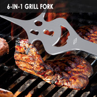 1 x RAW Customer Returns STEVEN-BULL S barbecue cutlery set 3 pieces. Extra long grill tool, stainless steel wooden handle, grill accessories with grill tongs, grill spatula, meat fork, extra long wooden handles and hanging eyelets - RRP €40.33