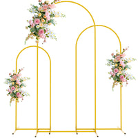 1 x RAW Customer Returns Wokceer Set of 3 Wedding Arch Backdrop Stands, 6ft, 5ft, 4ft Gold Metal Wedding Arch Backdrop Stands for Wedding Baby Shower Birthday Party Garden Flower Arch Decoration - RRP €114.79