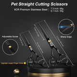 1 x RAW Customer Returns CIICII Dog Scissors, 10-in-1 Professional Grooming Scissors Dog Set with Round Safety Tip Cat Dog Grooming Thinning Scissors Curved Straight Hair Scissors for Grooming Dog Cat Pet Black  - RRP €30.35