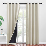 1 x RAW Customer Returns PONY DANCE Thermal Blackout Curtains Insulating Cold and Heat Bedroom Curtains 2 Pieces 140x245 CM 100 Blackout Curtains with Eyelets Double Opaque Window Curtains, Light Beige - RRP €34.04