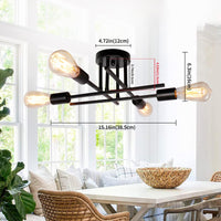 1 x RAW Customer Returns JHLBYL Ceiling Lamp Industrial Vintage Ceiling Light E27 Lamp Black 4-Light Chandelier Modern Metal Pendant Light for Bedroom Living Room Dining Room Kitchen - RRP €53.99