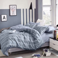 1 x RAW Customer Returns KEAYOO bed linen 135x200 cm cotton for winter to summer gray striped with zipper 2 pieces - RRP €27.99