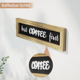 1 x RAW Customer Returns Alsonerbay wall shelf kitchen shelf wall wood for coffee corner, spice rack wall set of 2 with wooden sign floating shelf with 10 hooks wall shelf shelves for walls for kitchen bathroom coffee bar - RRP €24.19