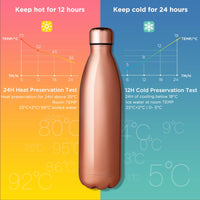 1 x RAW Customer Returns GeeRic 750ml Thermal Bottle, 750ml Stainless Steel Water Bottle with Brush Portable Bag Sports Water Bottle Holder for Camping, School, Sports, Gym, Rose Gold - RRP €17.99