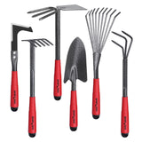 1 x RAW Customer Returns FLORA GUARD Garden Tools, 6 Piece Garden Tool Set Including Weeder, Garden Trowel, Hand Rake, Hand Hoe, Shrub Rake, Cultivator, Garden Hand Tools with Carbon Steel Heads - RRP €33.52