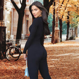 1 x RAW Customer Returns Mayround women s sports jumpsuit long tight yoga overalls long-sleeved sports jumpsuit with zipper bodycon romper sports suit jogging suit slim fit yoga fitness - RRP €40.33