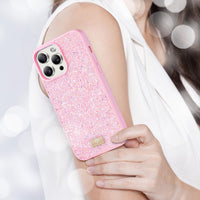 1 x RAW Customer Returns BEZ Phone Case for iPhone 15 Pro Case Glitter, Sparkle Diamond Crystal Bling Case with Bling Co. Series for iPhone 15 Pro, Flamingo Pink - RRP €24.99