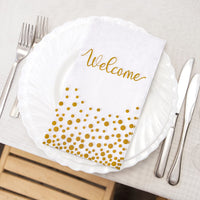 1 x Brand New MORGIANA 100 Pack Wellcome Napkins, Gold Wedding Paper Napkins, 2-ply Disposable Napkins for Party, Wedding, Birthday, Dinner - RRP €20.4