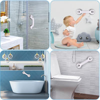 1 x RAW Customer Returns UNINGYI Suction Cup Handle, Shower Handles for Seniors, Shower Suction Cup Handles, Shower Stall Handle, Bathtub Handle Without Holes, Adhesive Handles for Seniors, 30cm Grey  - RRP €13.81