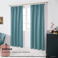 1 x RAW Customer Returns Deconovo opaque curtains with ruffle tape curtain living room thick thermal curtain cold protection warm heat protection, 242x132cm height x width , sky blue, set of 2 - RRP €33.84