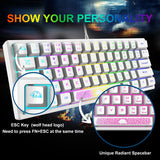 1 x RAW Customer Returns K61 UK Layout 60 Gaming Keyboard RGB Chroma Backlight Wired Membrane Gaming Keyboard with Mechanical Feel Mini Compact 62 Keys for PC Mac Office and Gaming White - RRP €27.99