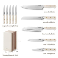 1 x RAW Customer Returns Knife block sets Carote knife block with knife set 11 pieces, cake knife set with Santoku knife, bread knife, chef s knife, vegetable knife and steak knife, stainless steel, sharp - RRP €79.99