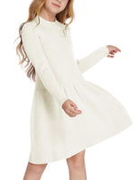 1 x RAW Customer Returns Arshiner Girls Sweater Dress Autumn Winter Dress Long Sleeve Knitted Dress Flare Skater Dress A-line Plain Basic Children s Casual Dress White 150 - RRP €28.69