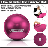 4 x Brand New Konsoa Anti-Burst Core Exercise Ball for Yoga, Balance Exercises, Workout, Fitness, Pilates. Durable With Rapid Pump 55cm, Red  - RRP €43.24