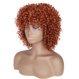 1 x RAW Customer Returns PORSMEER Curly Afro Wig Copper Red Natural Synthetic Hair with Bangs for Women Shoulder Length Afro Kinky Curly Bob Wig Volume for Black Women, 14 Inches Ginger - RRP €23.33