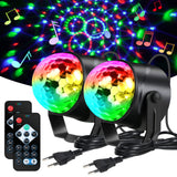 1 x RAW Customer Returns URAQT LED Disco Lights, 360 Rotatable Music Activated Remote Control Party Lights, 7 Colors RGBP Stage Lighting for Christmas, Bar, Club, Party, Family Gathering 2 Pack  - RRP €21.62