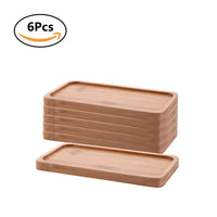 1 x RAW Customer Returns T4U 16cm Bamboo Coaster Saucer Rectangle Bamboo Tray Set of 6 Rectangular Tray Small Serving Tray Wooden Bamboo Tray for Succulents Wooden Board Decoration - RRP €16.63