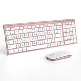 1 x RAW Customer Returns seenda Keyboard Mouse Set Wireless, Rechargeable Aluminum Keyboard with Compact Design, Ultra Thin and Quiet Wireless Keyboard with Mouse for PC Laptop Smart TV, 1200 DPI, QWERTZ Layout, White Pink Gold - RRP €40.33