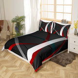 1 x Brand New Geometric Duvet Cover Geometric Circles Bedding Set Kids Boys Girls Modern Abstract Art Comforter Cover Multi Color Red Black 3Pcs Double Size - RRP €22.8