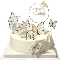 15 x Brand New Gold Metal Butterfly and Happy Birthday Cake Toppers, Birthday Cake Decorations, Party Decorations, White Gold, 11 Pieces - RRP €125.85