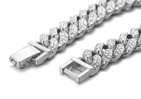 1 x RAW Customer Returns Halukakah Gold Chain Men Iced Out,Real White Gold Plated 14mm Men Bracelet,Silver,Miami Cuban Curb Chain,18cm,Gift for Man - RRP €19.15