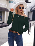 1 x RAW Customer Returns POGTMM Women Overzised T Shirt Long Sleeve Loose Round Neck Long Sleeve Pullover Blouse Tops Long Shirt XL, Dark Green  - RRP €21.77