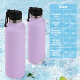 1 x RAW Customer Returns GeeRic 1 Liter Stainless Steel Water Bottle, Wide Mouth Thermal Bottle 12H Hot 24Cold BPA Free with Case and Handle Cover, for Camping, School, Sports, Gym, Violet - RRP €20.66