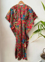 1 x Brand New INDACORIFIE Women s Printed Kaftan 100 Cotton Lightweight Summer Caftan Beach Dress Long Maxi Dress Nightwear Red Color - RRP €35.28