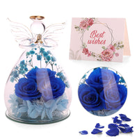 10 x Brand New YUHUAWYH Angel Figurine with Eternal Rose Real Eternal Flower Gifts for Women Mom Birthday Anniversary Mother s Day Valentine s Day,L2,Blue - RRP €204.0