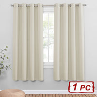 1 x RAW Customer Returns PONY DANCE Opaque curtains with eyelets - thermal curtain against cold and heat, darkening curtains for the living room, modern eyelet curtain, blackout, 1 piece, H 180 x W 140 cm, light beige - RRP €26.95