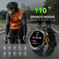 1 x RAW Customer Returns Smartwatch Men with Phone Function, 3ATM Waterproof Military Smartwatch with LED Flashlight, 1.45 Robust Outdoor Watches with 24H Health Screening, 110 Sports Modes Fitness Watch for Android iOS - RRP €59.99